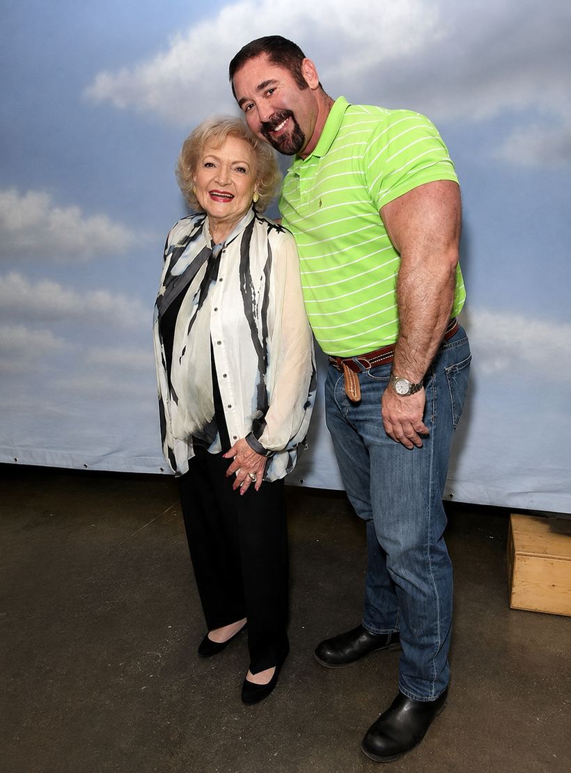 Stephen E. Terrell with Betty White on set after filming the campaign that carried her voice