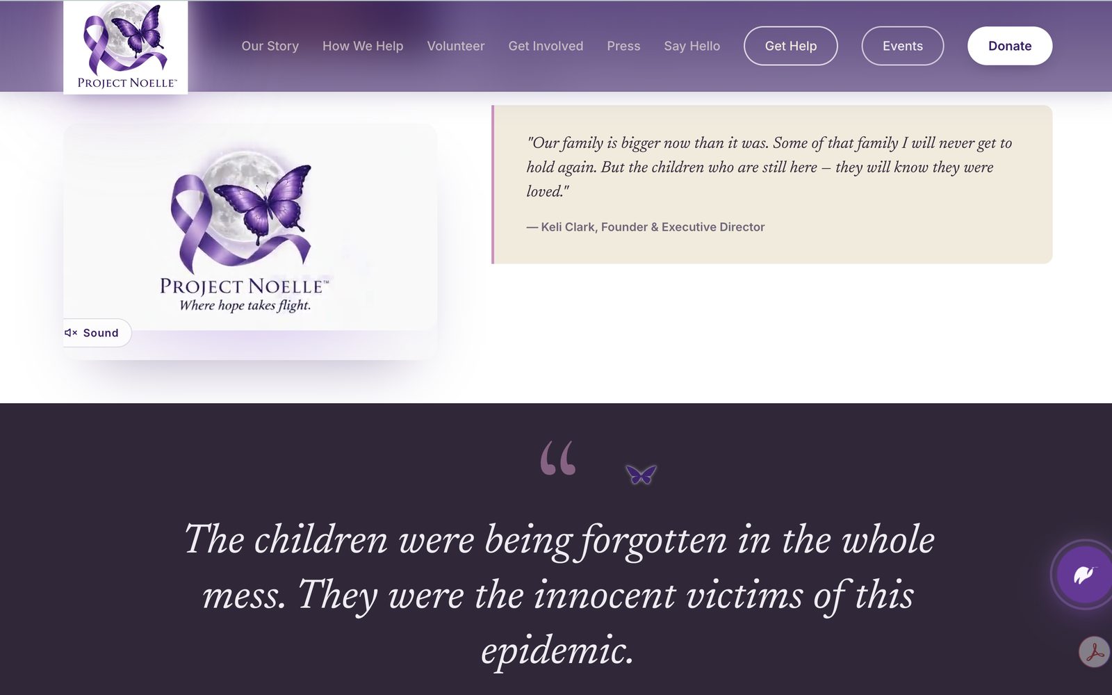 ProjectNoelle.com &mdash; the founder&rsquo;s voice carrying the page